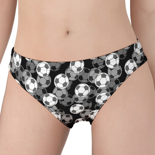 Black And White Soccer Ball Print Women's Panties