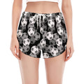 Black And White Soccer Ball Print Women's Split Running Shorts