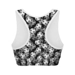 Black And White Soccer Ball Print Women's Sports Bra
