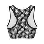 Black And White Soccer Ball Print Women's Sports Bra