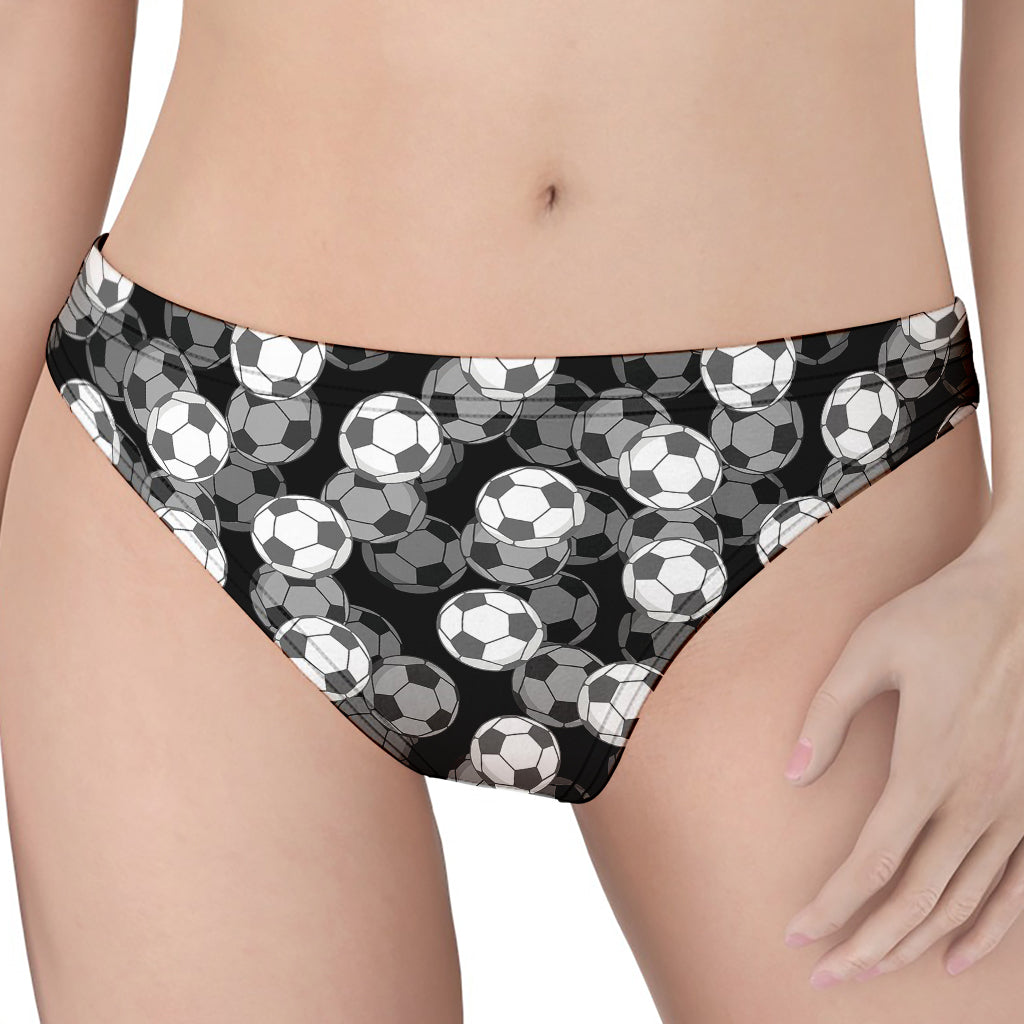 Black And White Soccer Ball Print Women's Thong