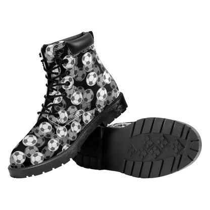 Black And White Soccer Ball Print Work Boots