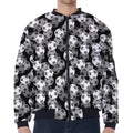 Black And White Soccer Ball Print Zip Sleeve Bomber Jacket