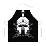 Black And White Spartan Helmet Print Adjustable Apron