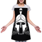 Black And White Spartan Helmet Print Adjustable Apron