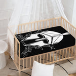 Black And White Spartan Helmet Print Baby Crib Sheet