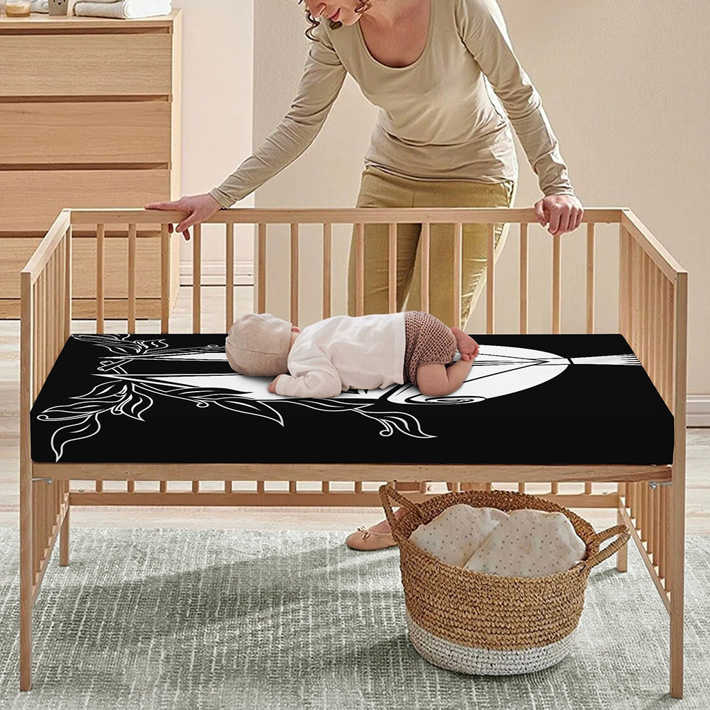 Black And White Spartan Helmet Print Baby Crib Sheet
