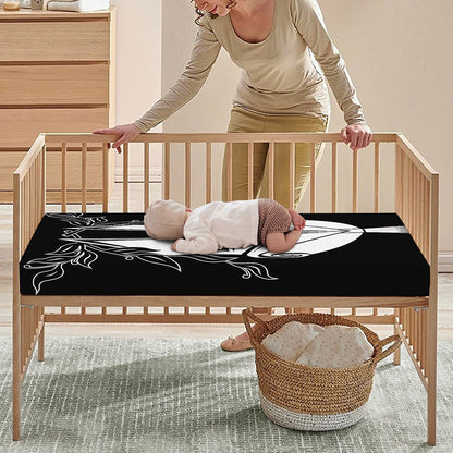 Black And White Spartan Helmet Print Baby Crib Sheet