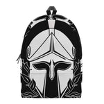 Black And White Spartan Helmet Print Backpack