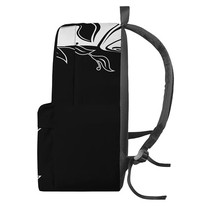 Black And White Spartan Helmet Print Backpack