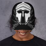 Black And White Spartan Helmet Print Baseball Cap