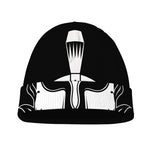 Black And White Spartan Helmet Print Beanie