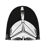 Black And White Spartan Helmet Print Beanie