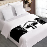 Black And White Spartan Helmet Print Bed Runner