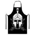 Black And White Spartan Helmet Print Bib Apron With Pocket