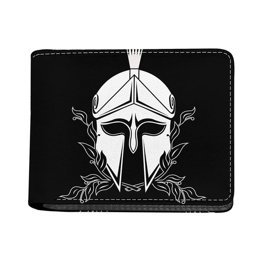 Black And White Spartan Helmet Print Bifold Wallet