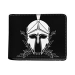 Black And White Spartan Helmet Print Bifold Wallet