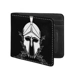 Black And White Spartan Helmet Print Bifold Wallet
