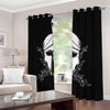 Black And White Spartan Helmet Print Blackout Grommet Curtains