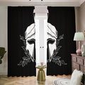 Black And White Spartan Helmet Print Dimout Pencil Pleat Curtains