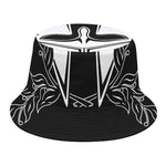 Black And White Spartan Helmet Print Bucket Hat