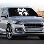 Black And White Spartan Helmet Print Car Windshield Sun Shade