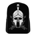 Black And White Spartan Helmet Print Casual Backpack