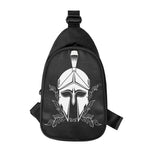 Black And White Spartan Helmet Print Chest Bag
