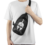 Black And White Spartan Helmet Print Chest Bag