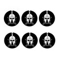 Black And White Spartan Helmet Print Coaster Set