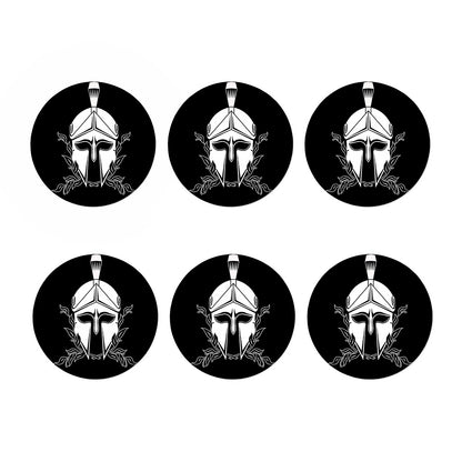 Black And White Spartan Helmet Print Coaster Set
