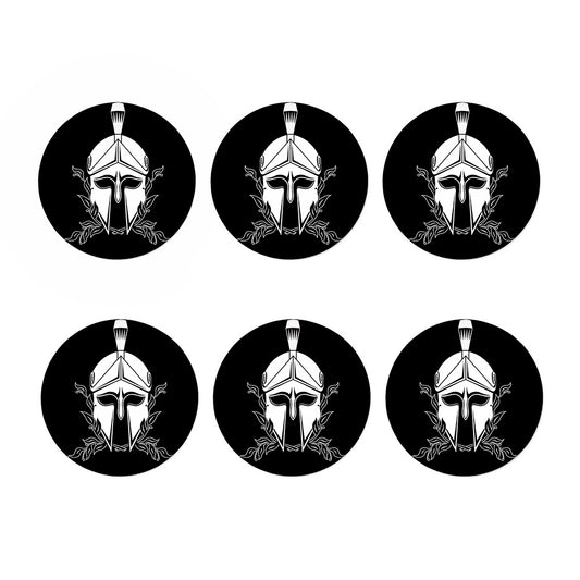 Black And White Spartan Helmet Print Coaster Set