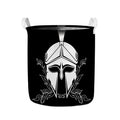 Black And White Spartan Helmet Print Collapsible Laundry Basket