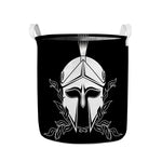Black And White Spartan Helmet Print Collapsible Laundry Basket