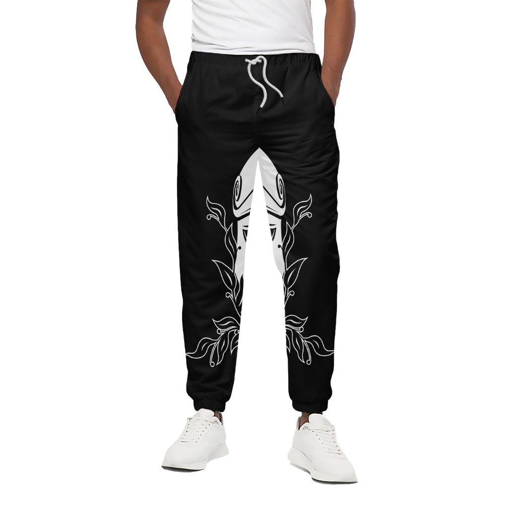 Black And White Spartan Helmet Print Cotton Pants