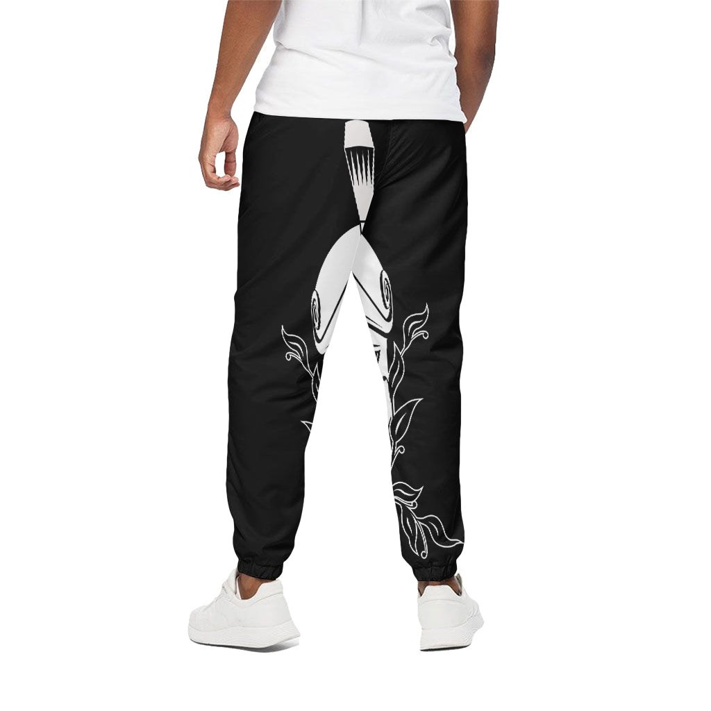 Black And White Spartan Helmet Print Cotton Pants