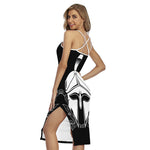 Black And White Spartan Helmet Print Cross Back Cami Dress