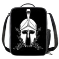 Black And White Spartan Helmet Print Crossbody Lunch Bag