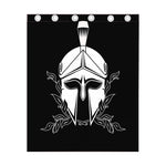 Black And White Spartan Helmet Print Curtain
