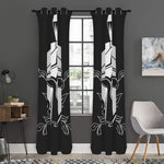 Black And White Spartan Helmet Print Curtain
