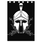Black And White Spartan Helmet Print Curtain