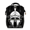 Black And White Spartan Helmet Print Diaper Bag