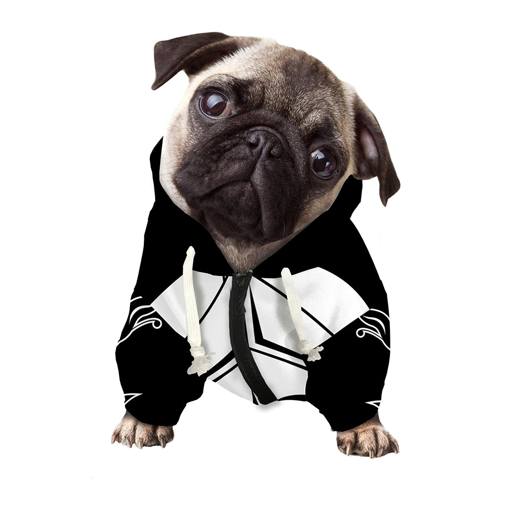 Black And White Spartan Helmet Print Dog Zip Up Hoodie