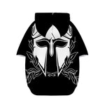Black And White Spartan Helmet Print Dog Zip Up Hoodie