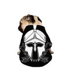 Black And White Spartan Helmet Print Dog Zip Up Jacket