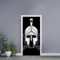 Black And White Spartan Helmet Print Door Sticker