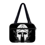 Black And White Spartan Helmet Print Double Strap Bible Bag