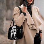 Black And White Spartan Helmet Print Double Strap Bible Bag