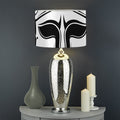 Black And White Spartan Helmet Print Drum Lamp Shade