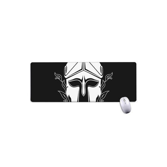Black And White Spartan Helmet Print Extended Mouse Pad